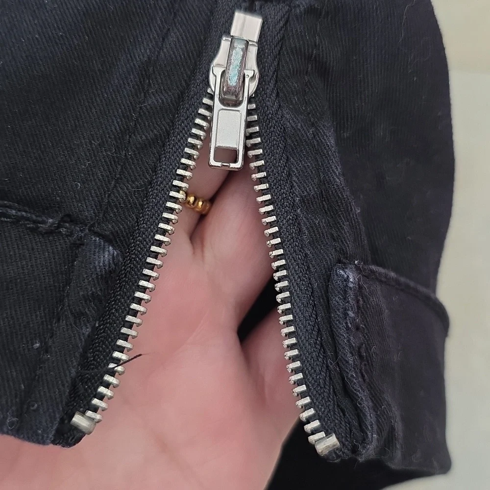 Black Jeans Shorts w/Side Zippers